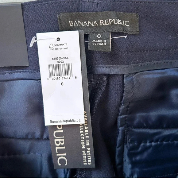 Banana  Republic High Rise Wide Leg Cropped Pants Navy Blue Size 0 NWT - Picture 13 of 16